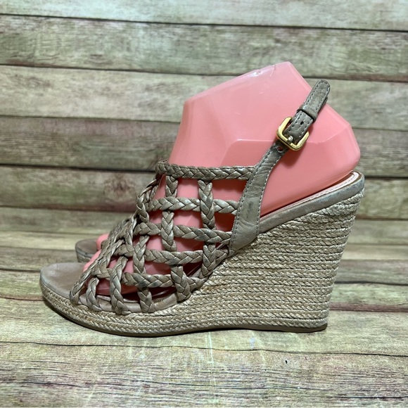 Prada Leather Braided Accent Slingback Sandals - Picture 1 of 9